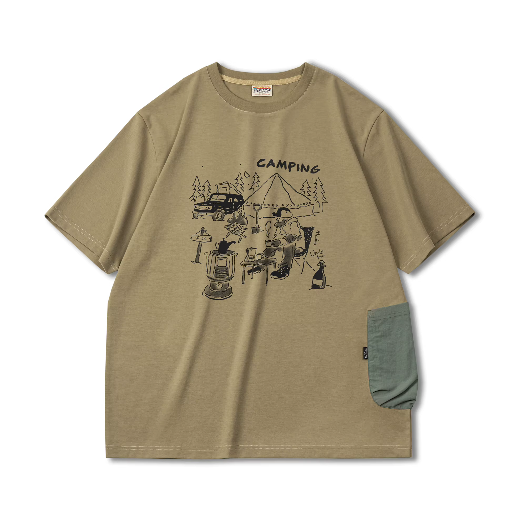 Maden-T-shirt imprimé à manches courtes pour homme, haut d'extérieur, design d'illustration de campi