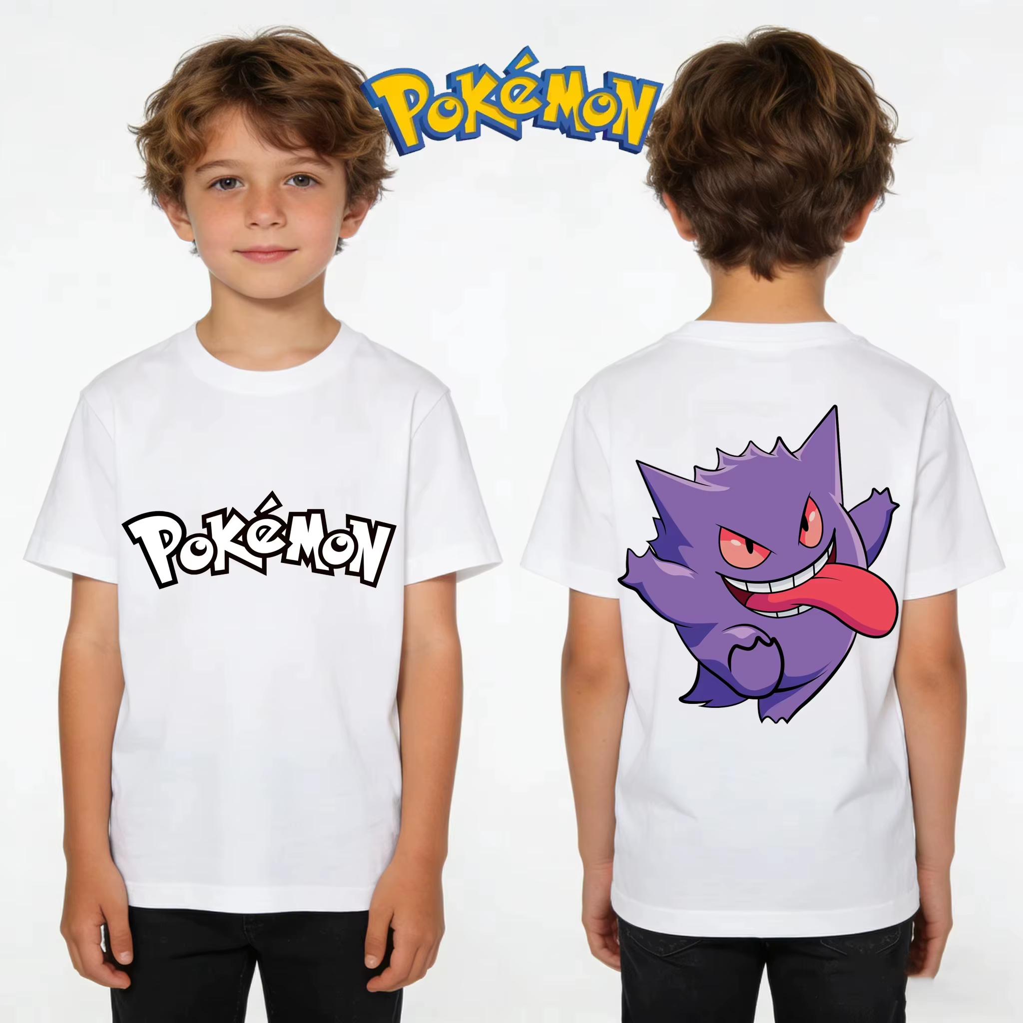 T-shirt Pokémon Pikachu pour enfants, imprimé, garçon et fille, été, Y2K, Harajuku, ample, décontrac