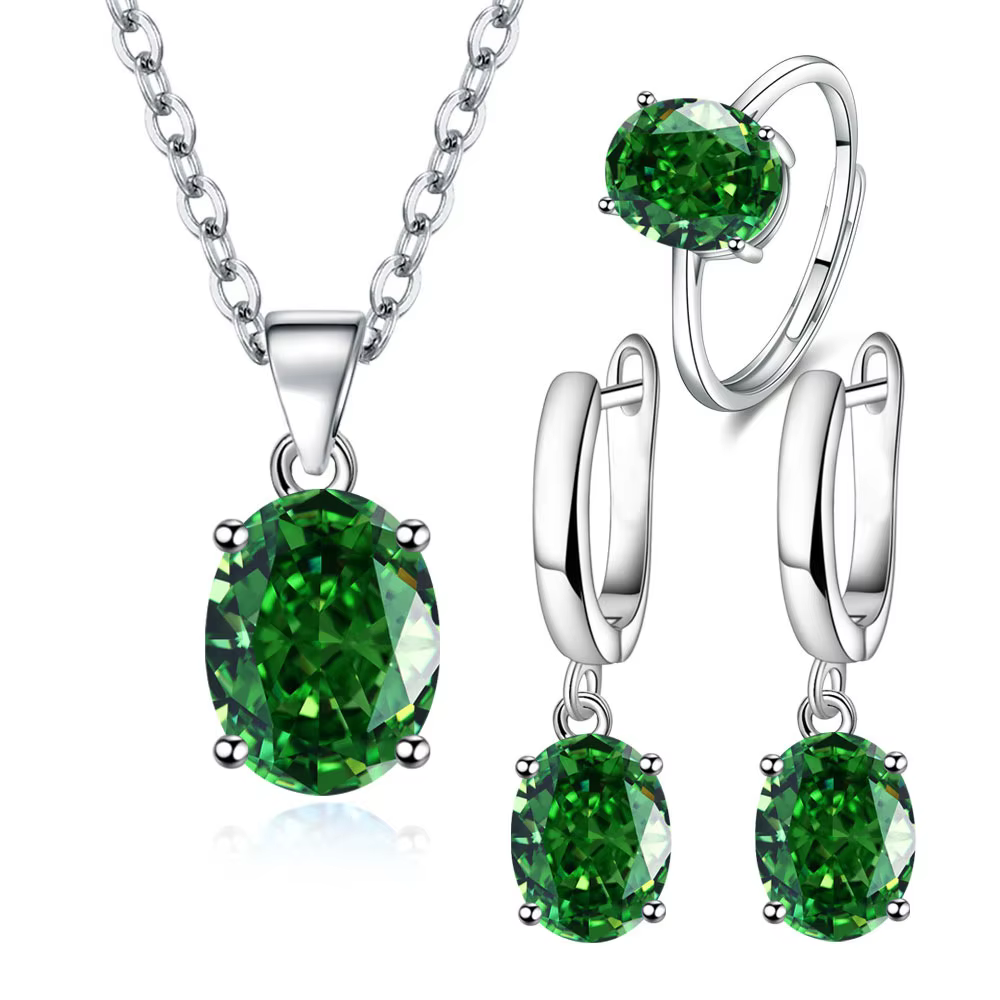 Parures de bijoux en argent 925 élégantes pour femmes : bague, boucles d'oreilles, collier – Accesso