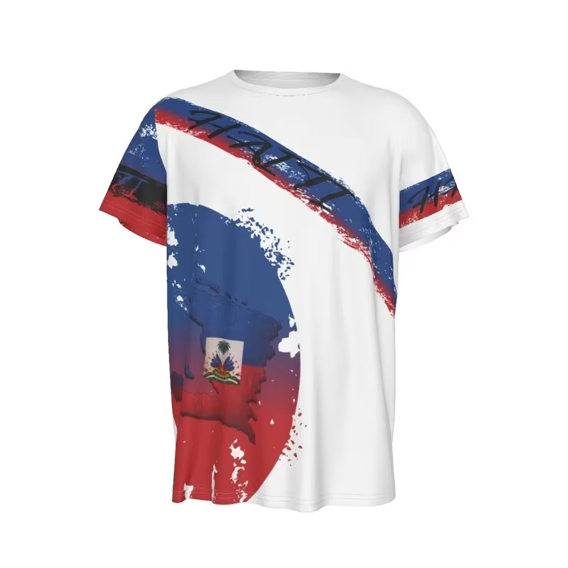 T-shirt drapeau haïtien pour hommes, impression 3D, symbole de l'emblème d'haïti, Vintage, mode d'ét