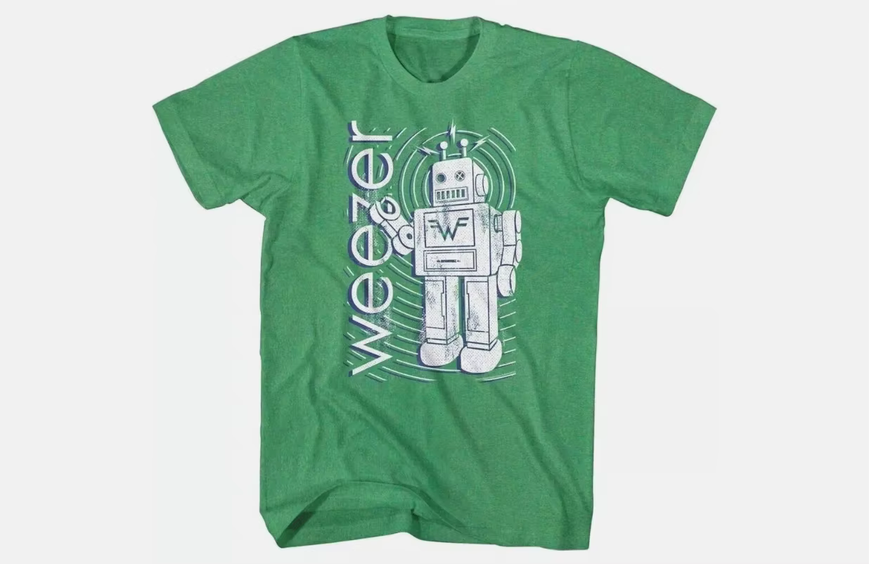 T-shirt Weezer Robot Alternative Rock Band pour fans, décontracté, style streetwear, tenue quotidien