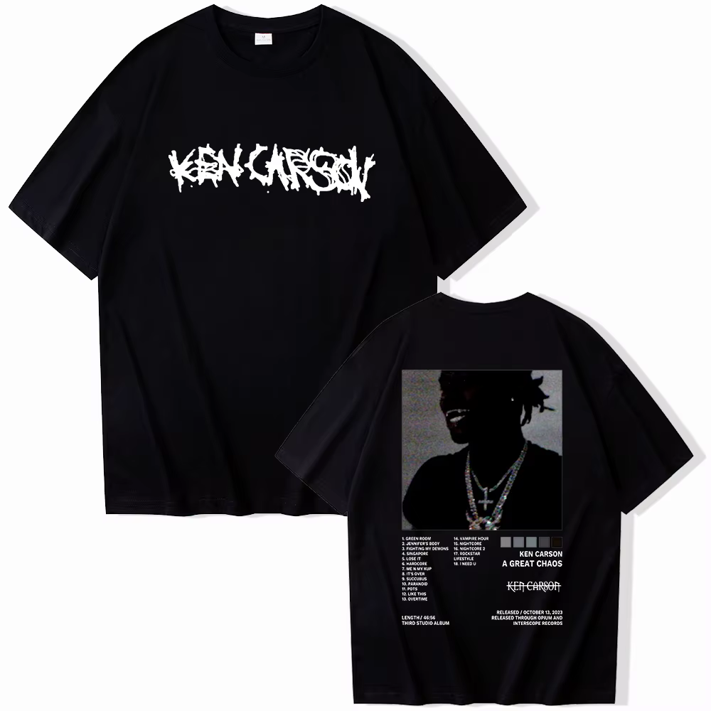 T-shirt Ken Carson A Great Chaos, unisexe, Harajuku, col rond, manches courtes, chemise commémorativ