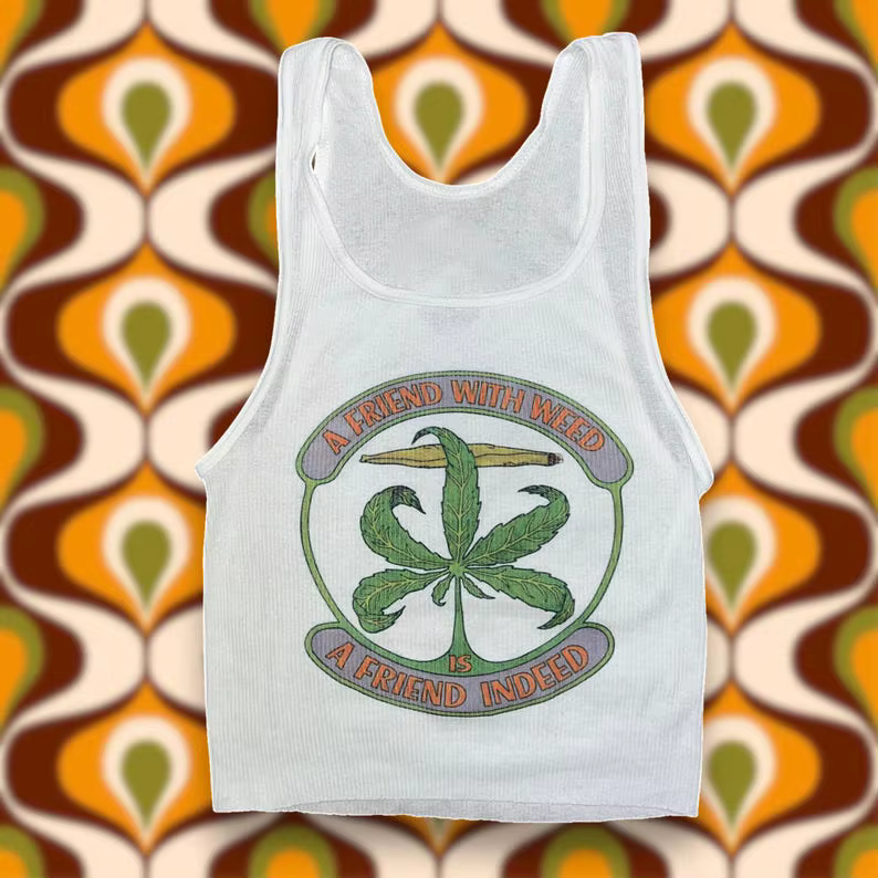 A Friend Indeed Tank Gothic Y2k Top 20 Inch Vest Emo Girls Aesthetic Letter Print Grunge Goth Camiso