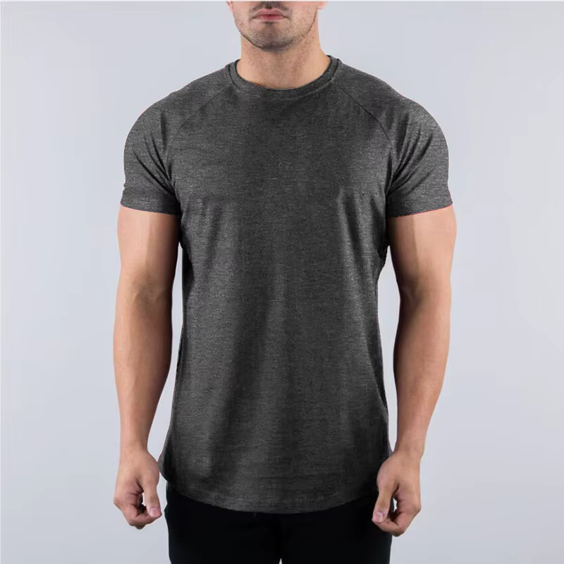 Hommes été maigre T-Shirt style décontracté à manches courtes t-shirt mâle gymnase Fitness Sport cou