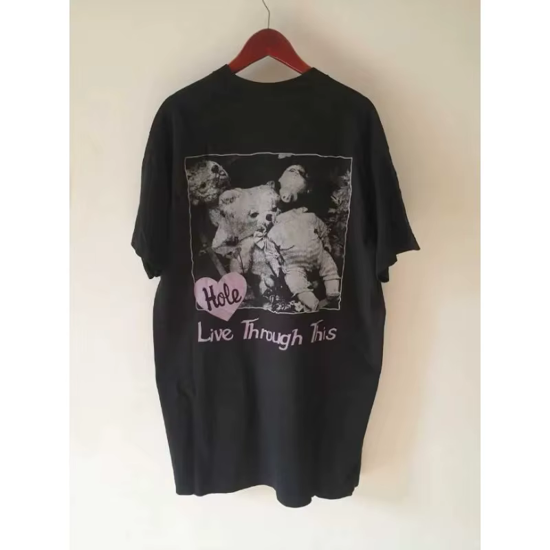 T-shirt Hole Band, T-shirt unisexe en pur coton, Nouveau T-shirt décontracté et tendance en coton po