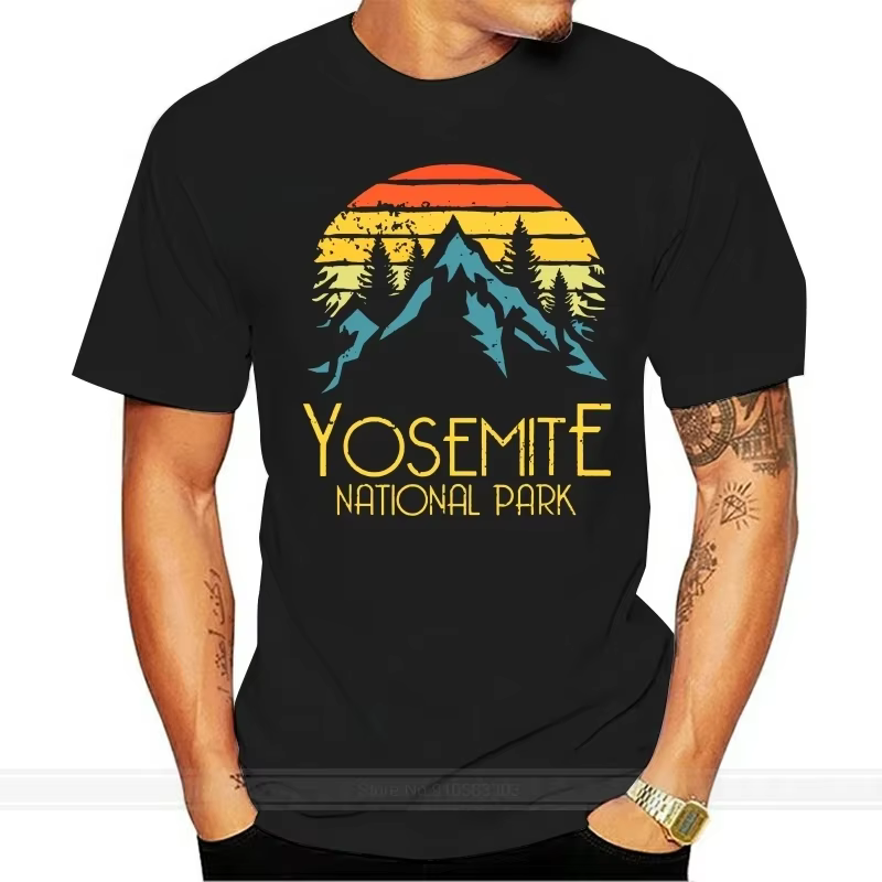Vintage parc national de Yosemite californie T-Shirt coton à manches courtes T-Shirt homme marque te