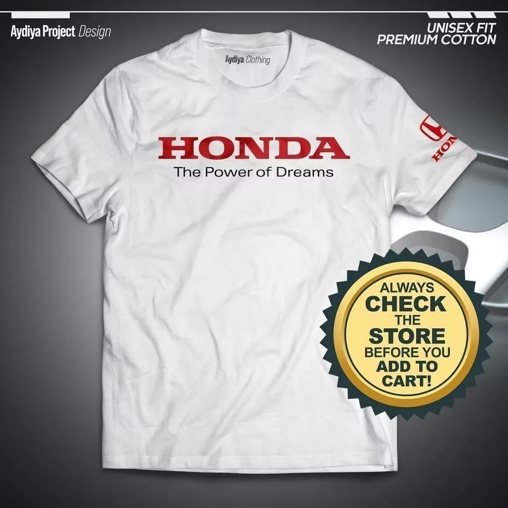 T-shirt pour homme Honda The Power of Dreams en coton premium, unisexe, pour motards et passionnés d