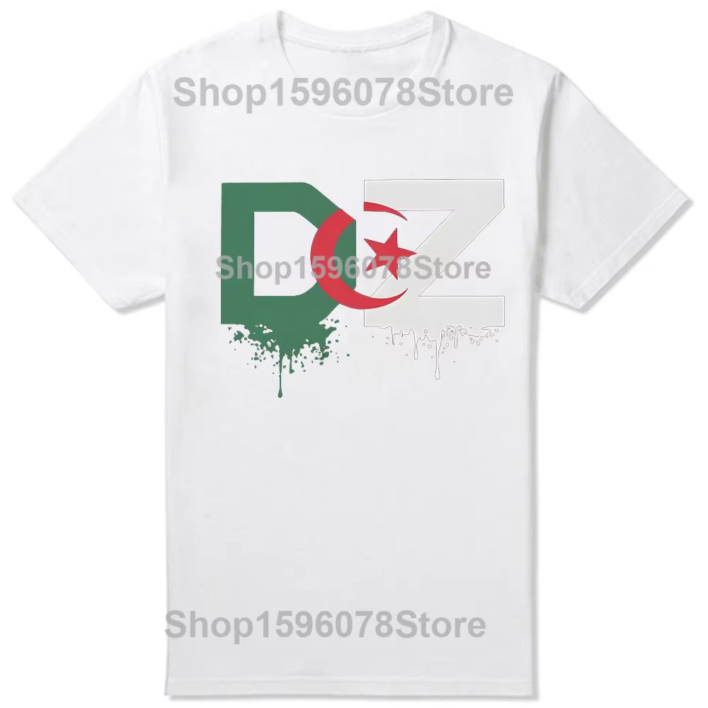Vintage t-shirt été DZ algérie drapeau algérien nouveauté t-shirts coton t-shirt pour homme Y2K basi