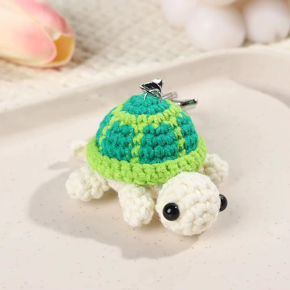 Adorable porte-clés tortue, jouet en peluche tortue Miniature au crochet fait à la main, accessoire 