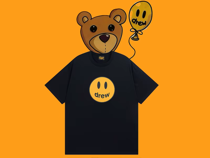 Drew House T-Shirt Smiley à manches courtes haut court de Style de rue haut de Style américain pour 