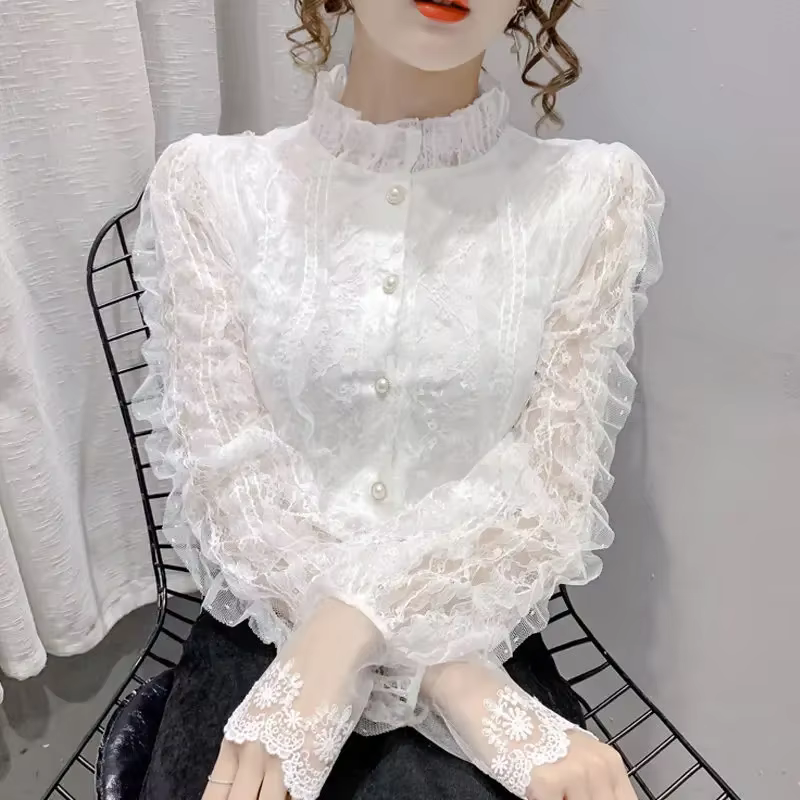 Chemises douces et minces pour femmes, style coréen populaire, doux et tendre, chemisiers élégants à
