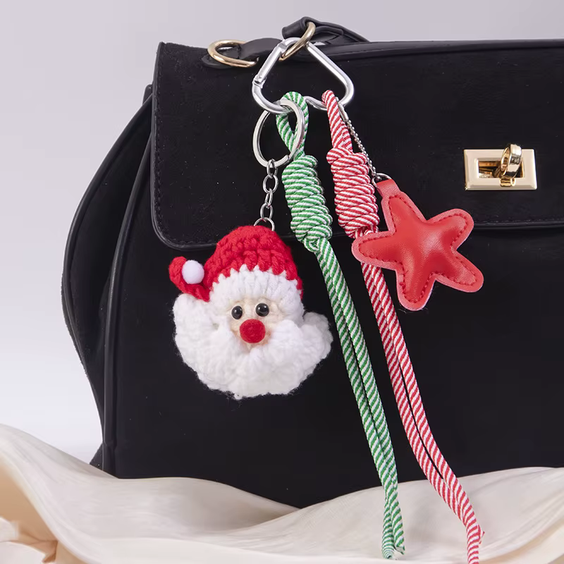 Sac de noël en laine pour père noël, décoration suspendue, accessoire créatif pour porte-clés de voi