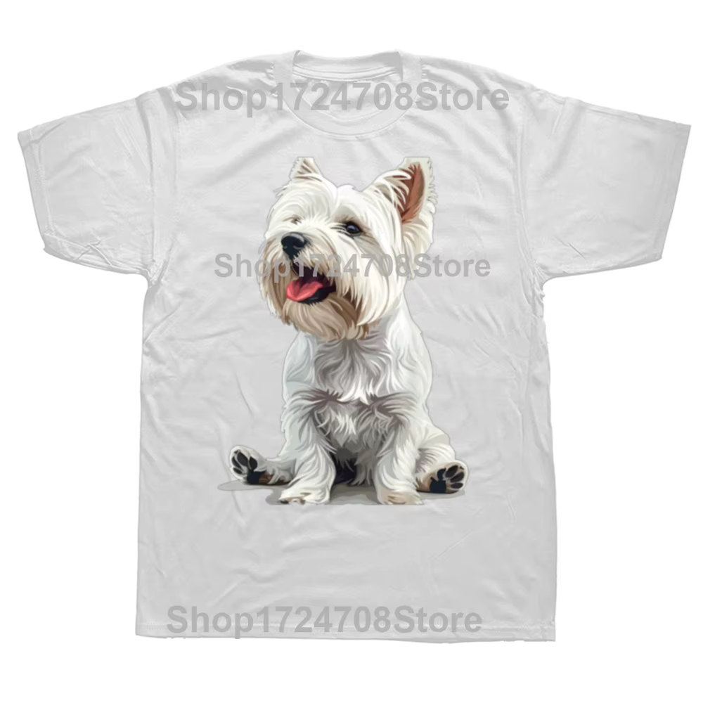 Drôle West Highland blanc Terrier chien Westie T-shirts hommes femmes mode t-shirt style décontracté
