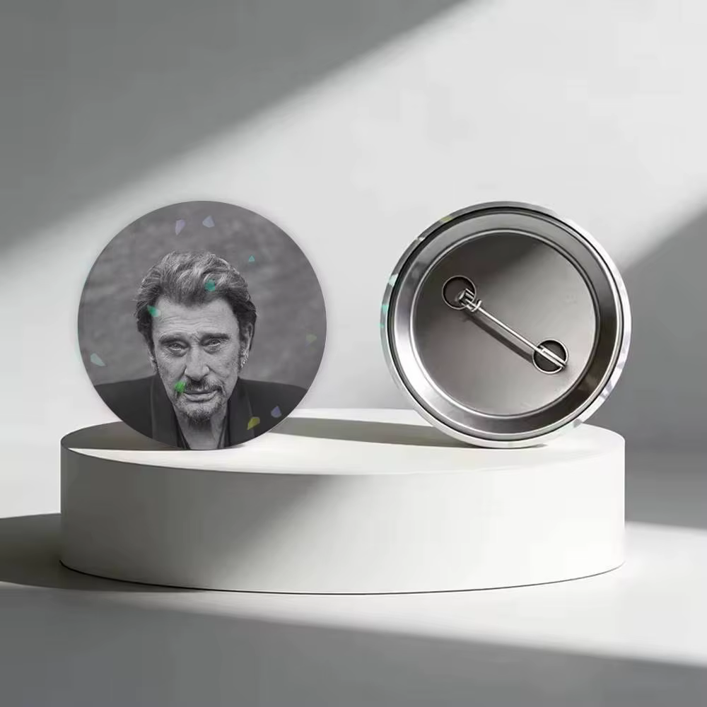 Badge laser créatif J-Johnny H-Hallyday Singer, broche pour sac, vêtements, chapeau, décoration, cad