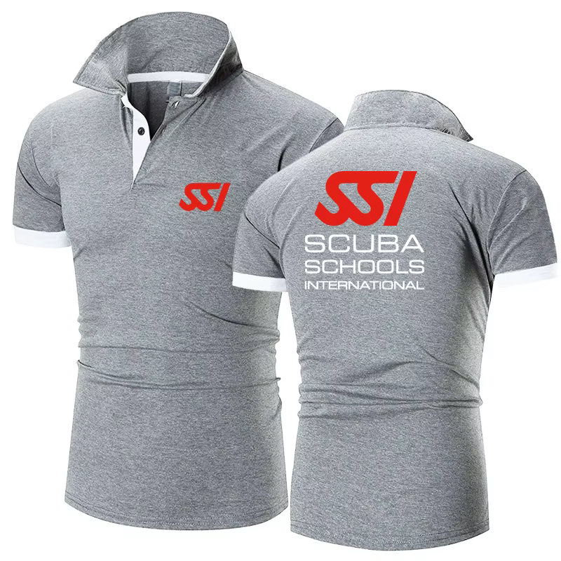 Polos de plongée sous-marine SSI pour hommes, chemises en coton, manches courtes, streetwear d'été d
