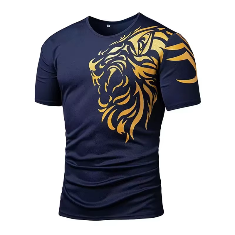 Tendance Lion graphique T-shirts pour hommes mode d'été séchage rapide 3D imprimé sport T-shirts amp