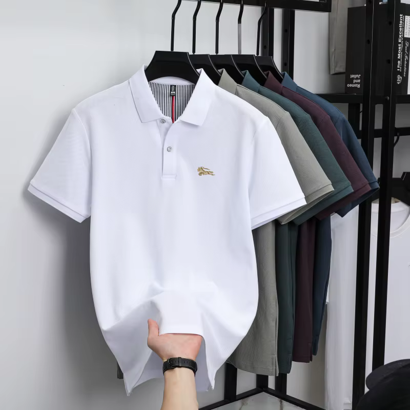 Polo pour homme, en pur coton, respirant et confortable, au style business casual avec un design sim