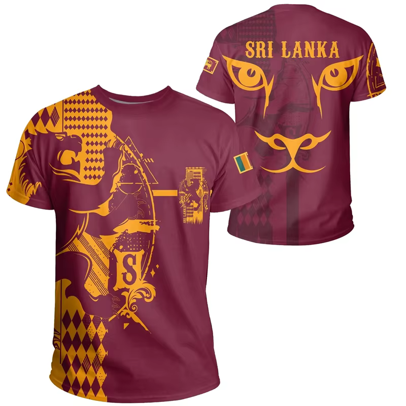 Nouveaux T-shirts à manches courtes pour hommes et femmes avec drapeau du Sri Lanka, emblème du Sri 