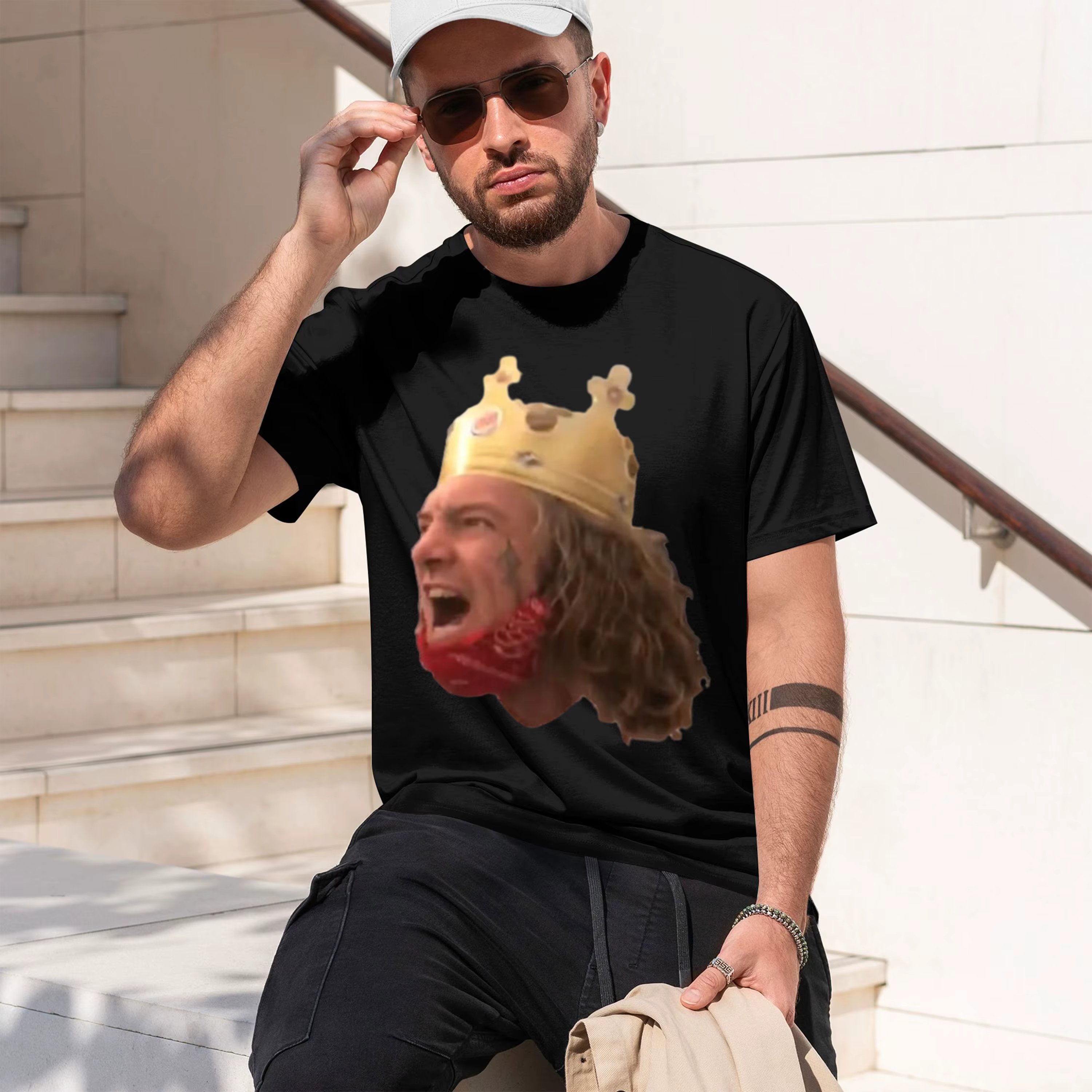 Burger King Guy Sticker 2026 Nouveau modèle T-shirt à manches courtes et col rond pour homme, classi