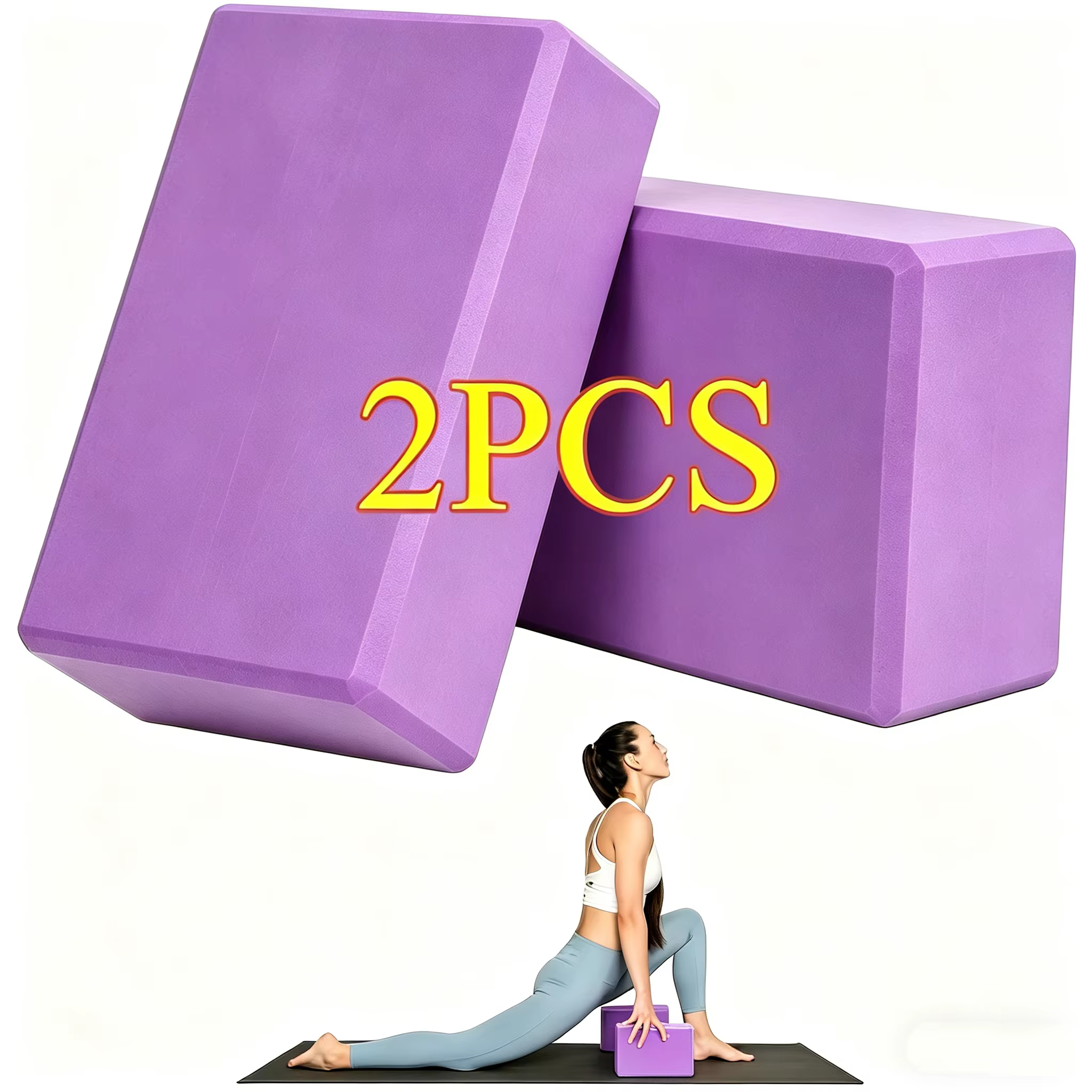 2 blocs de yoga – Fabriqués en mousse haute densité, légers, offrant un bon maintien et sans odeur –