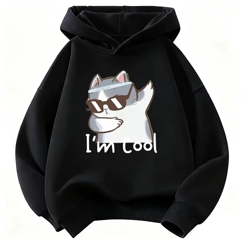 Sweat-shirt à capuche unisexe en coton avec imprimé chat cool, style streetwear, nouvelle tendance g