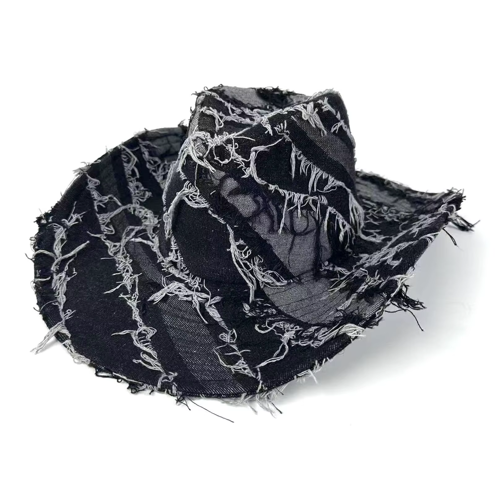 Chapeau de cow-girl vintage en denim vieilli pour femmes et hommes, casquette occidentale rétro déch
