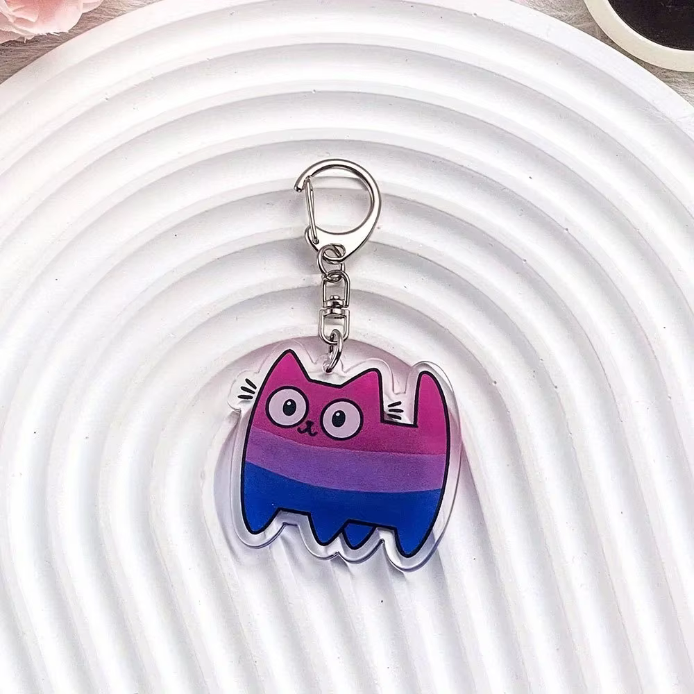 Porte-clés de voiture en acrylique chat coloré, accessoire pendentif, sac à dos de dessin animé mign