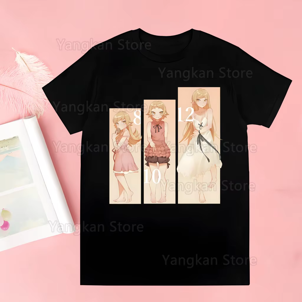 Bakemonogatari Oshino Shinobu T Shirt Women Kawaii Cartoon Punk Funny T-shirt Hip Hop Unisex Streetw