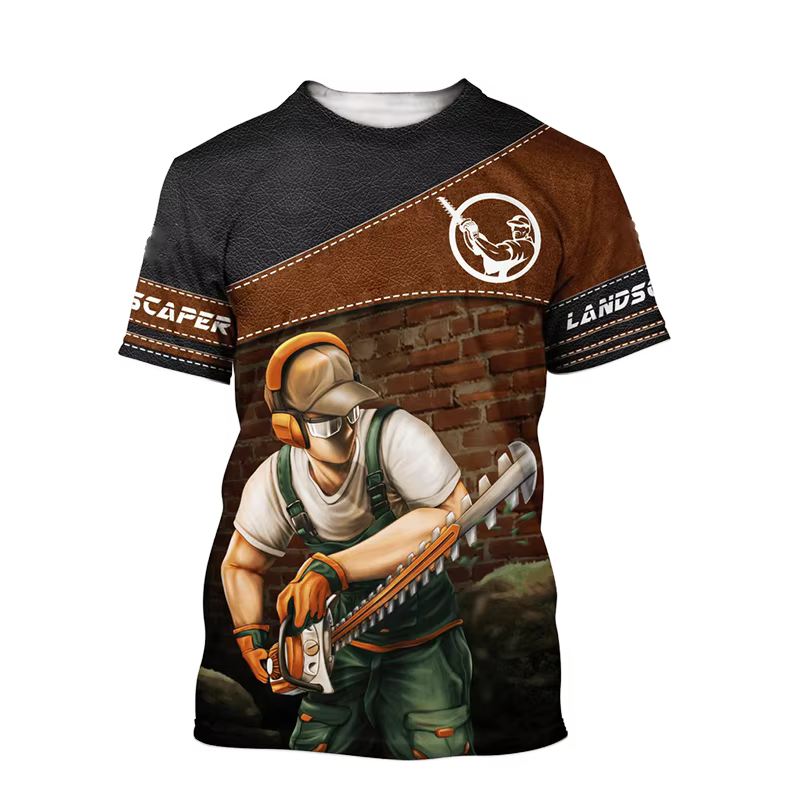 T-shirt à manches courtes imprimé 3D pour hommes et femmes, vêtements de travail décontractés, unifo