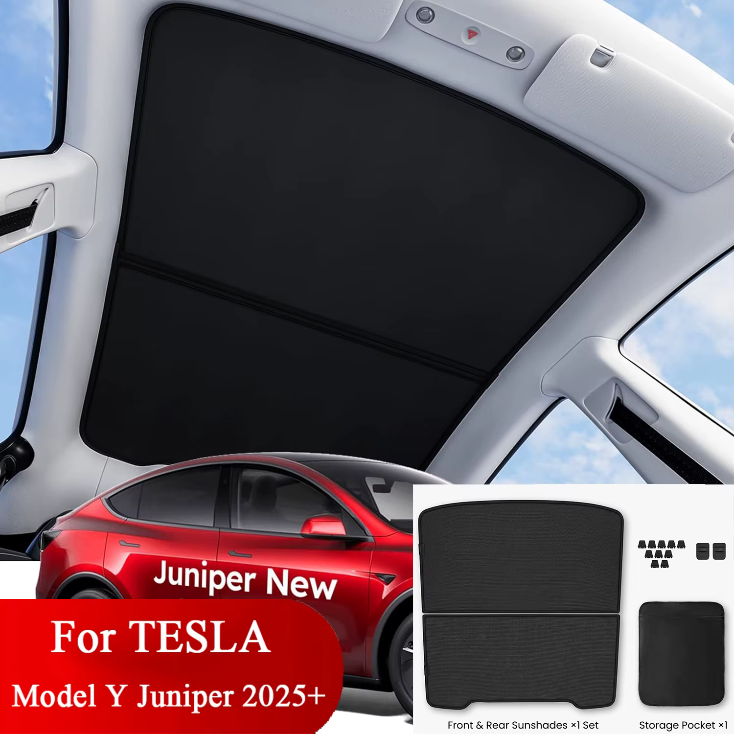 Pare-soleil de toit pour Tesla Model Y Juniper 2025 2026 – Accessoires de lancement – Isolation ther