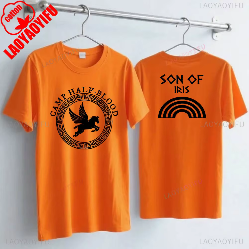 Camp demi-sang hommes femmes T-shirt Long île perce Jack fils Orange T-shirt mythologie grecque esth