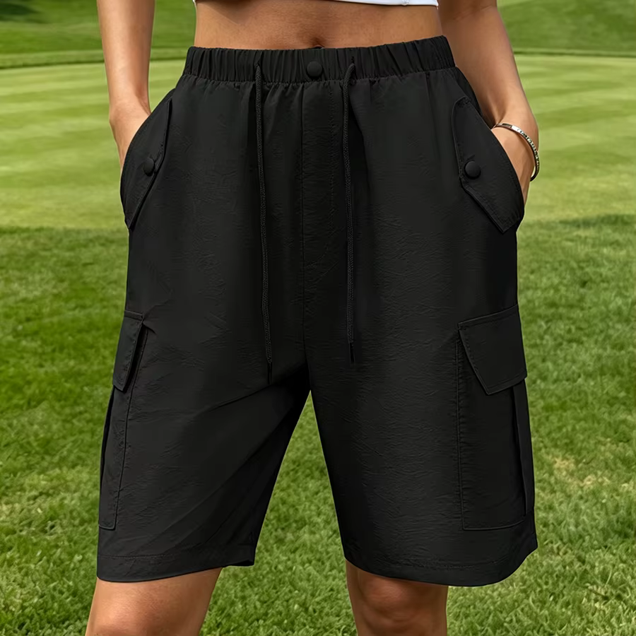 Shorts cargo de randonnée pour femmes, taille haute, avec cordon de serrage, décontractés, couleur u