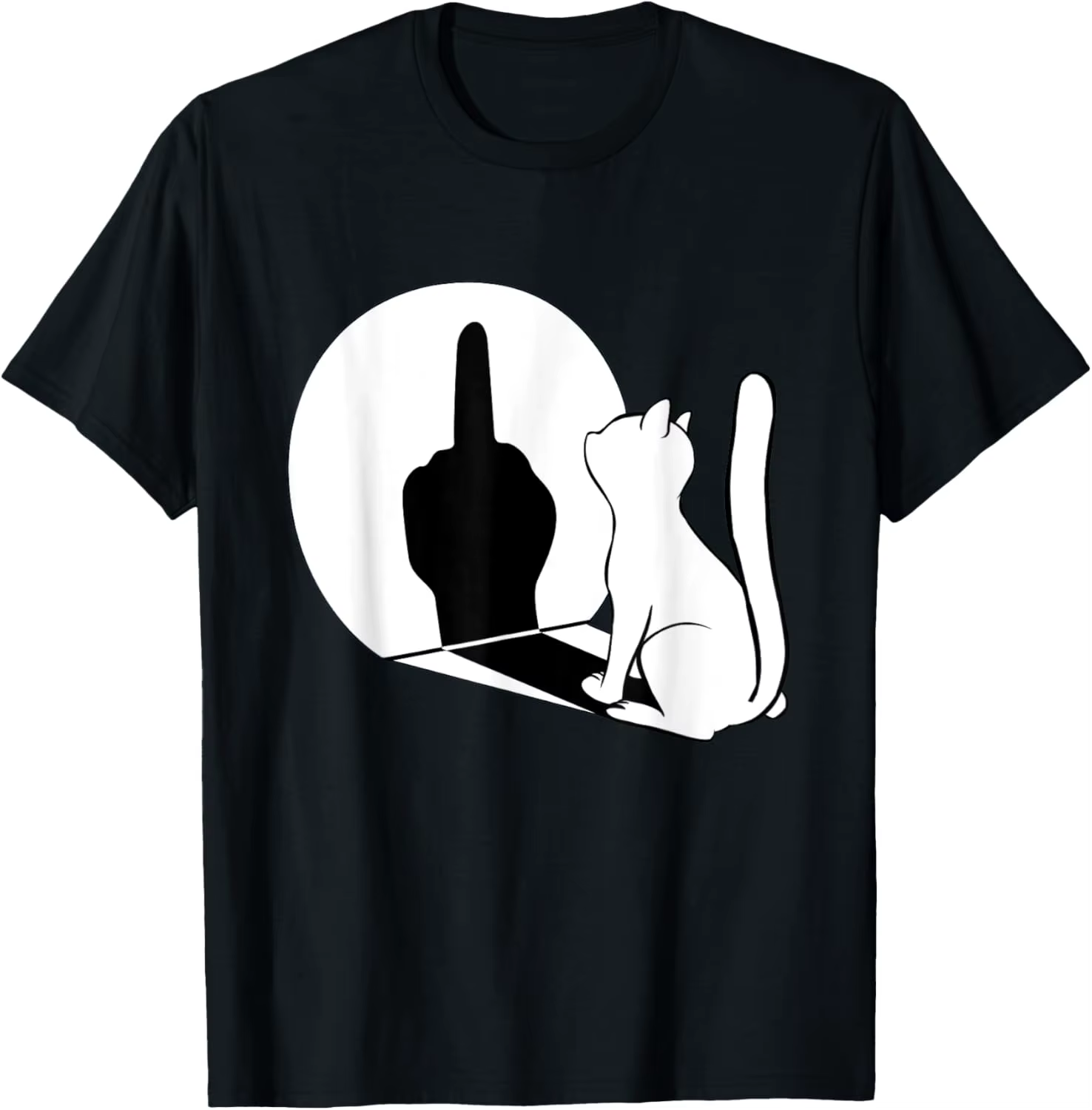 T-shirt pour homme à manches courtes et col rond, motif chat avec doigt d'honneur, cadeau humoristiq