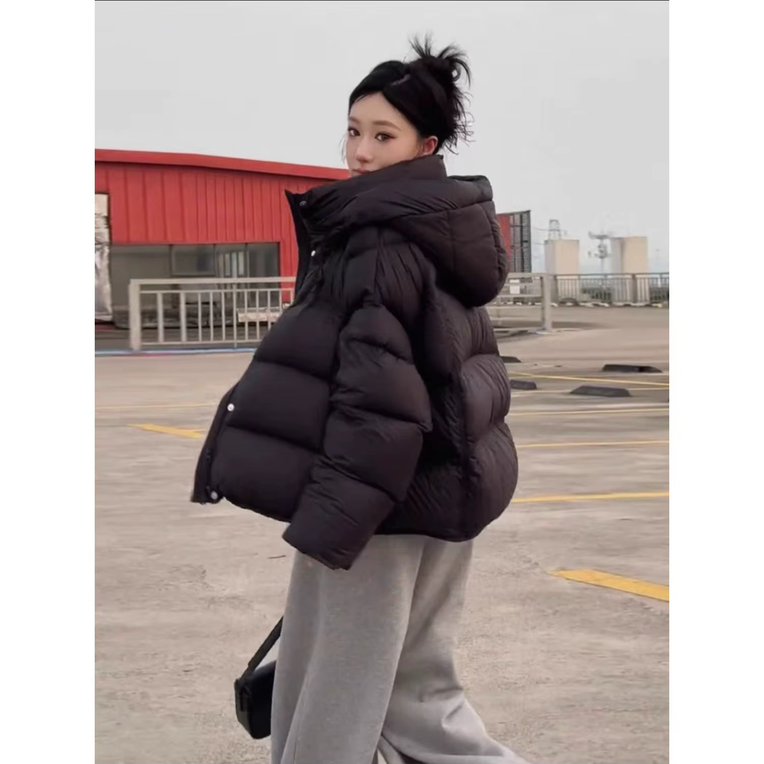 Doudoune courte verte pour femme, manteau en coton avec capuche, nouveau Style d'hiver 2025, vêtemen