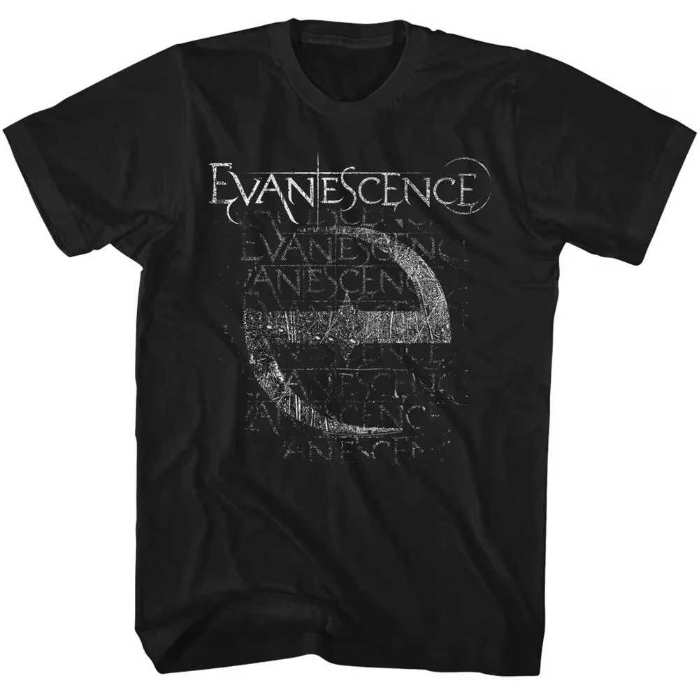 Evanescence Vintage E Logo & Name Repeat T-shirt pour hommes Rock Band Merch