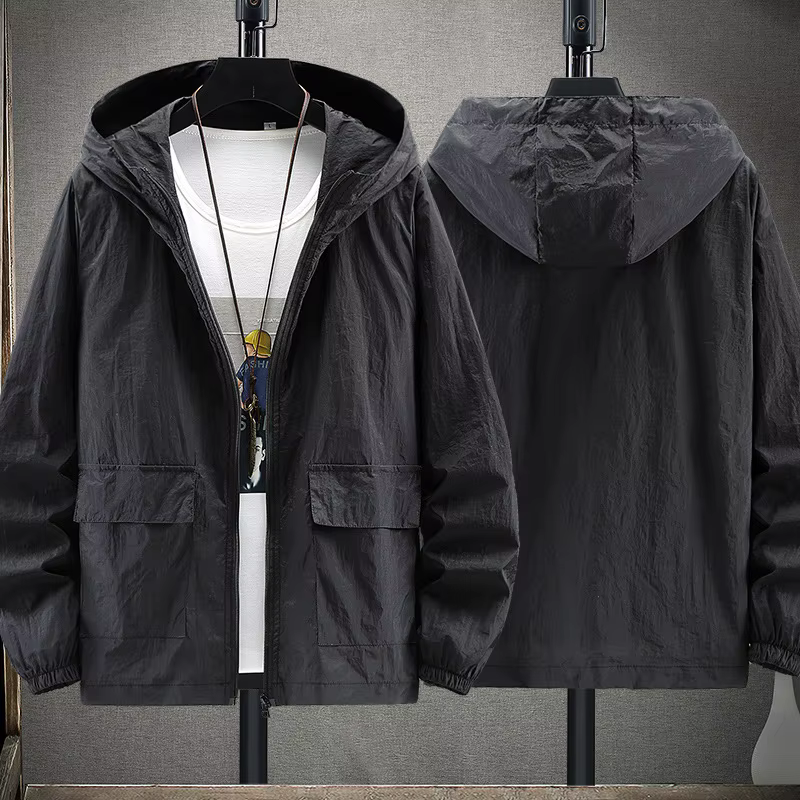 Vêtements de Protection solaire grande taille pour hommes, veste légère et décontractée à capuche, m