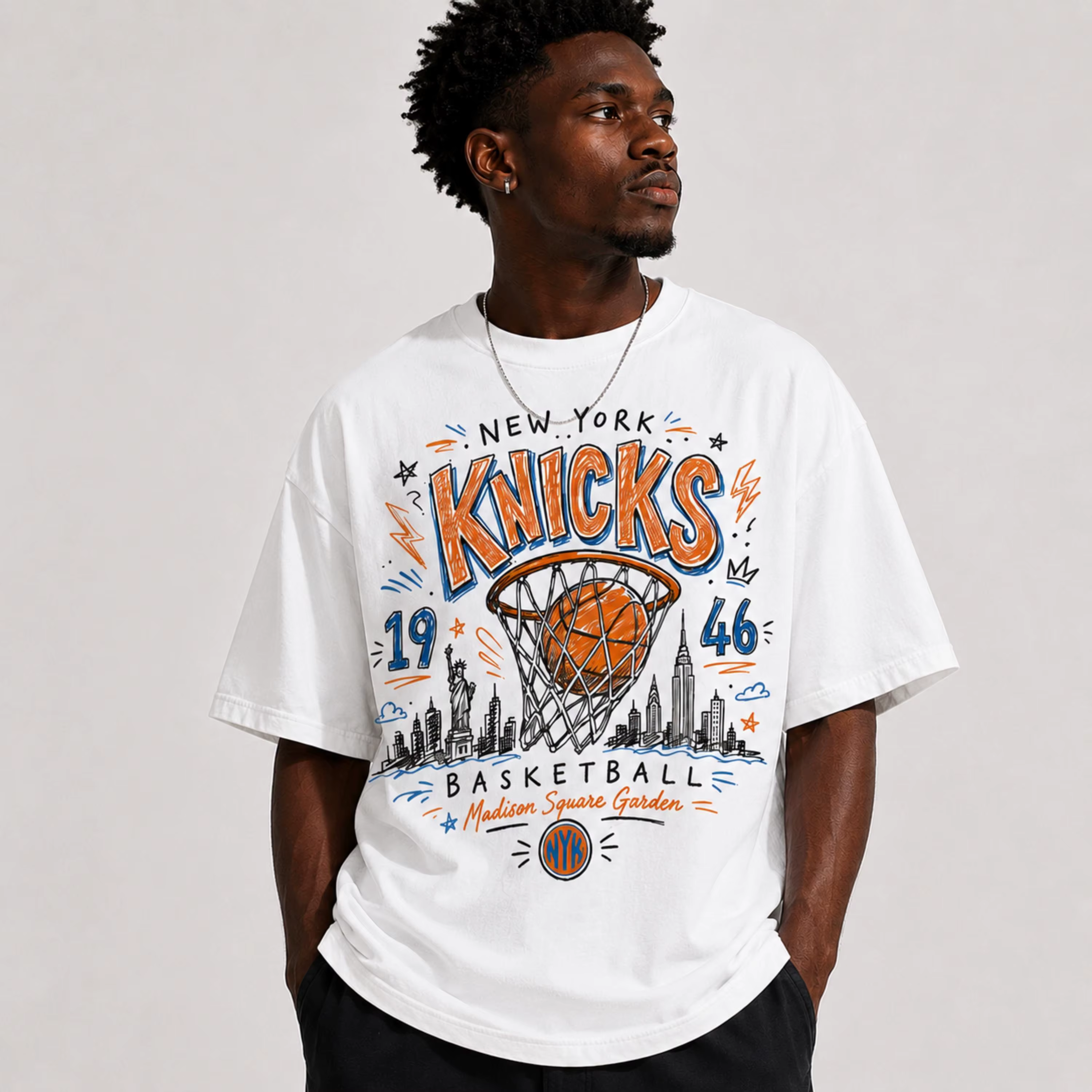 T-shirt créatif NYK Knick 1946, nouveau modèle 2026, 100% coton, unisexe, t-shirt de mode, t-shirt d
