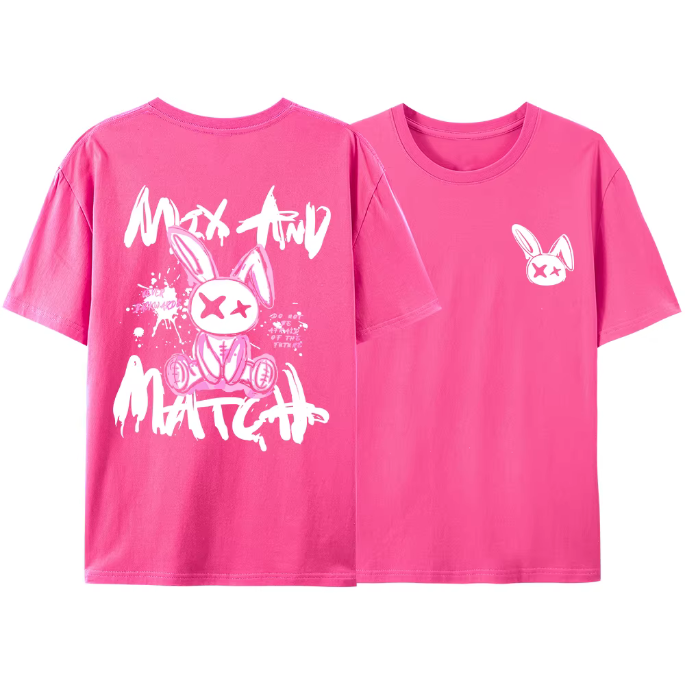 Rose Ragdoll lapin Harajuku imprimé T-Shirt hommes ample surdimensionné vêtements Hip Hop décontract