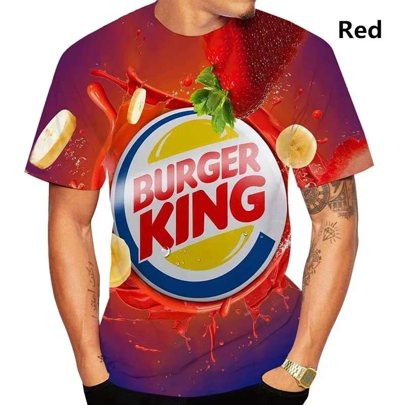 2025 été Burger King hommes femmes nouvelle mode 3D imprimé T-Shirt décontracté Cool à manches court