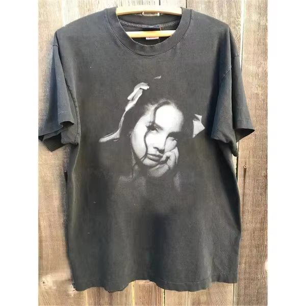 T-shirt gris anthracite pour hommes et femmes, T-shirt à motif musical Lana Del Rey des années 90