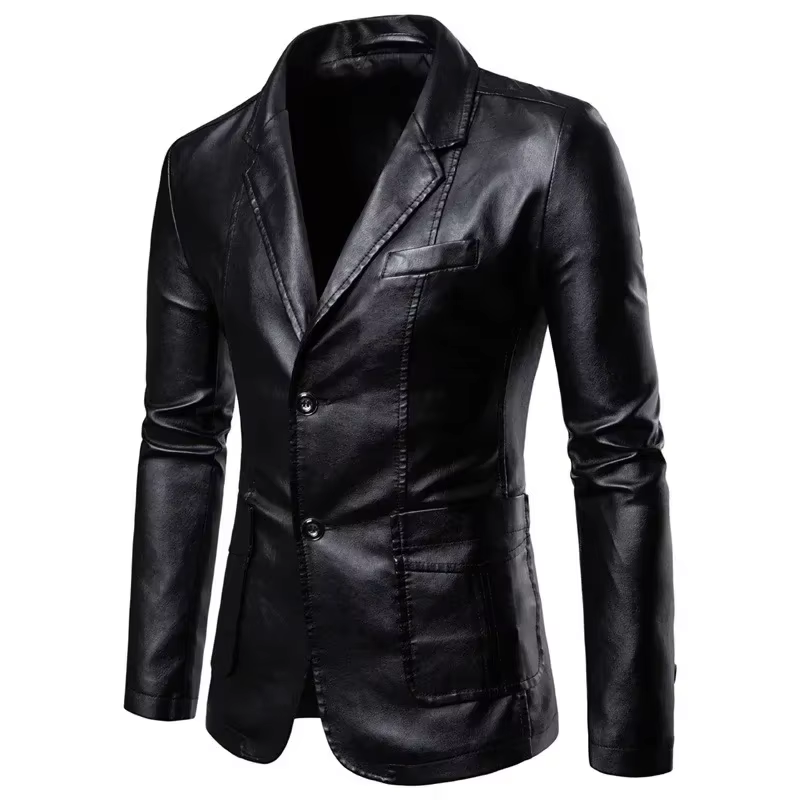2026 costumes en cuir pour hommes vestes Blazers mince mode mâle pardessus en cuir PU Blazers vestes
