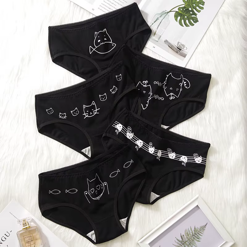 5 pièces/ensemble coton sous-vêtements pour femmes mode doux respirant culotte taille moyenne Sexy c
