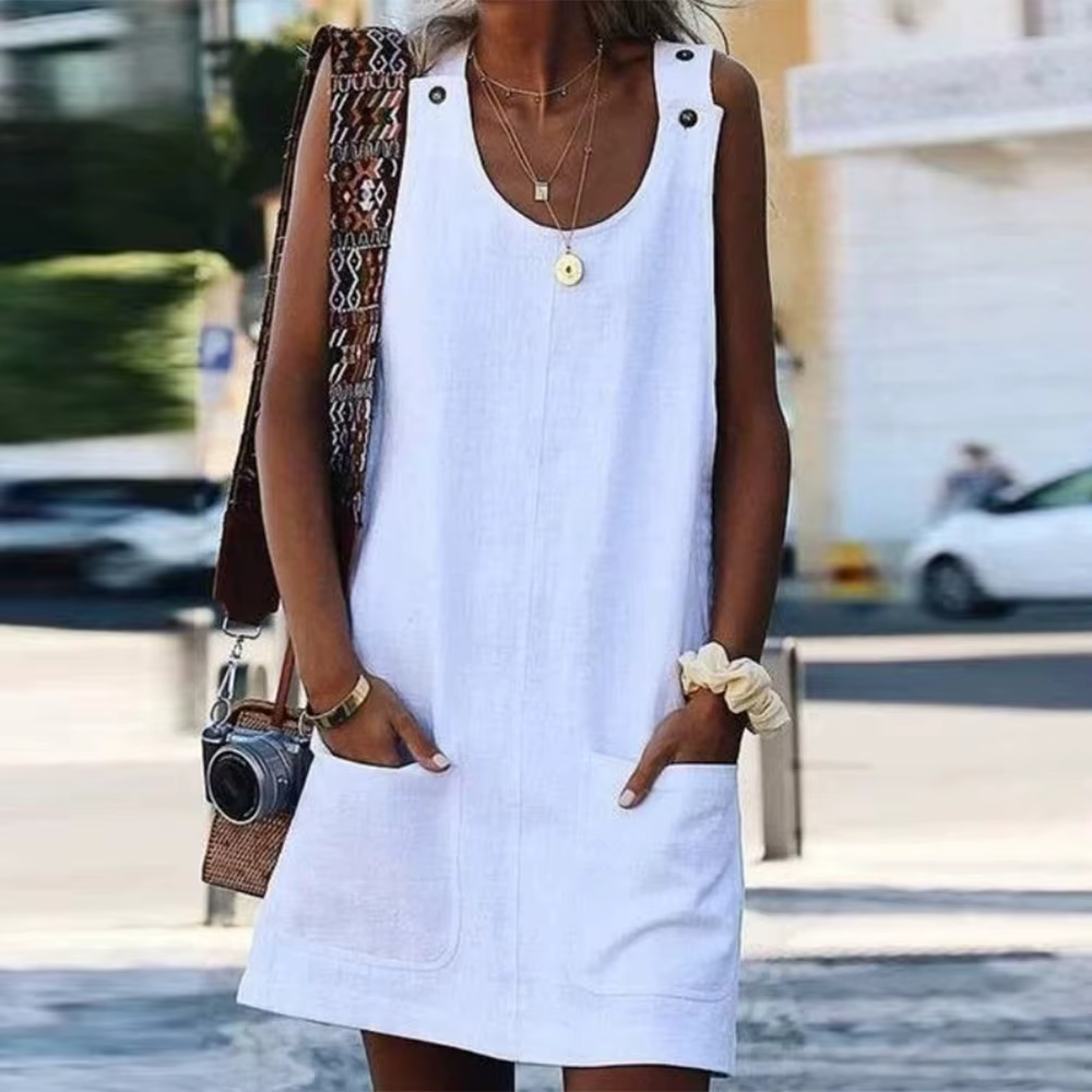 Robe d'Été en Coton et Lin pour Femme, Streetwear Décontracté, Vintage, Élégant, Y2k, Nouvelle Colle