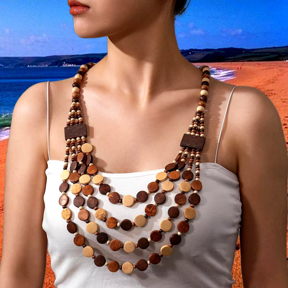 Collier ethnique bohème pour femmes, bijoux africains multicouches, fait à la main, géométrique, ron