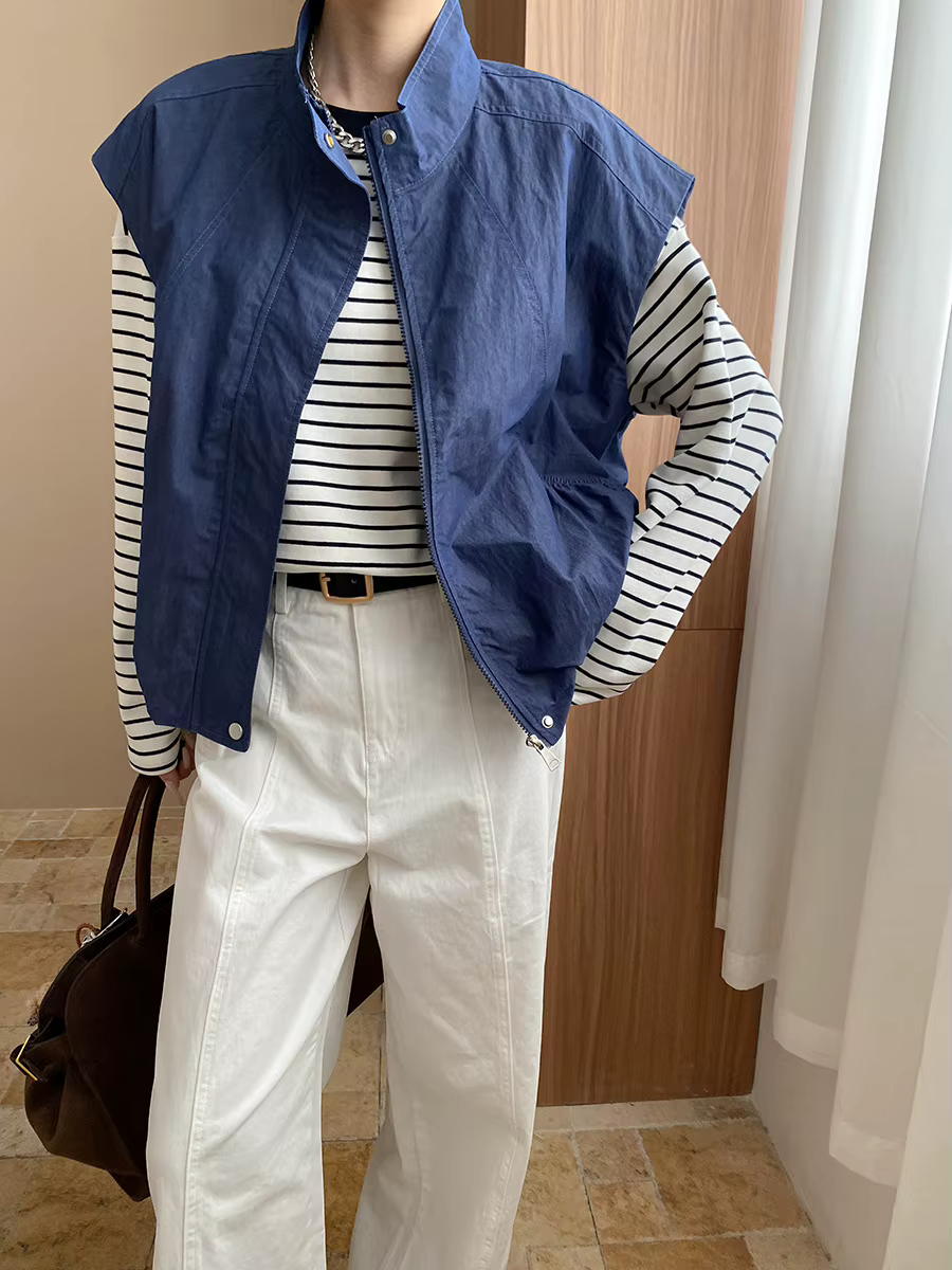 Vêtements de travail américains col montant camisole ample et décontractée gilet sans manches
