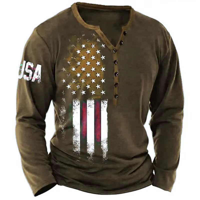 T-shirt Vintage pour hommes drapeau américain graphique t-shirts coton T-shirt impression 3D à manch