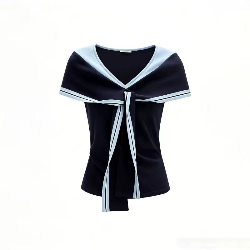 T-shirts Ezgaga pour femmes, col marin, mode estivale, coupe slim, vintage, élégants, crop tops, déc