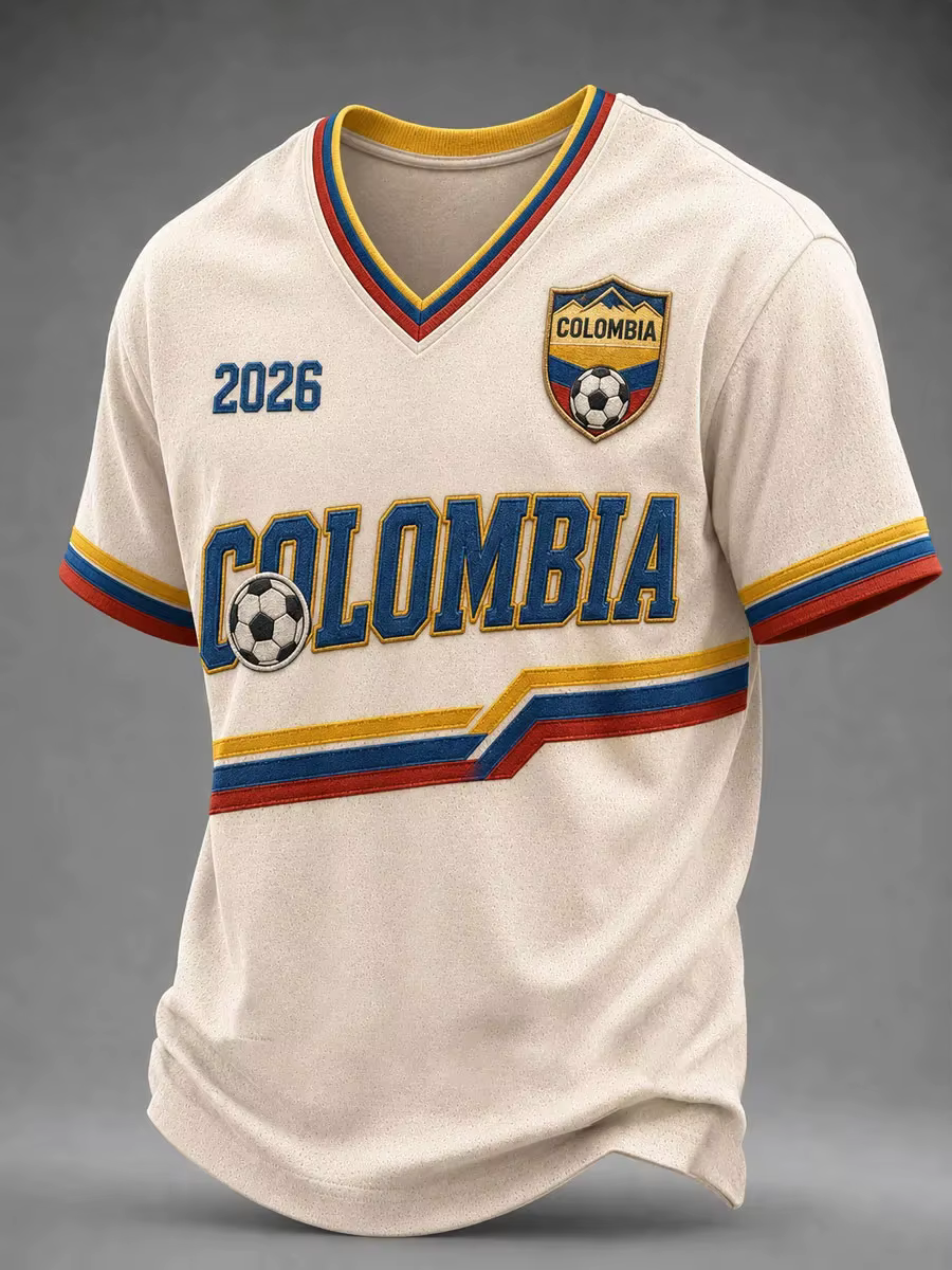 Nouveau Maillot de Football Rétro Columbia 2026 avec Impression 3D, T-shirt Y2K Assorti pour la Fami