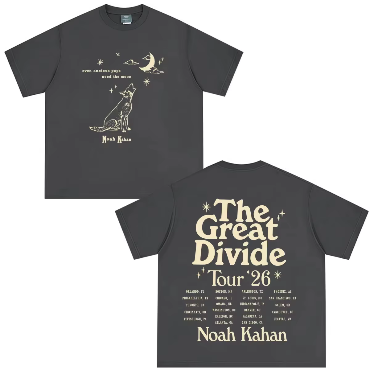 Noah Kahan The Great Divide Tour 2026 Merch T-shirt en coton pour hommes et femmes, T-shirt surdimen