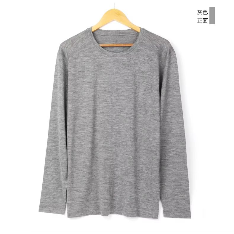 Hommes 100% laine mérinos chemises à manches longues t-shirt couche de Base thermique chemise en lai